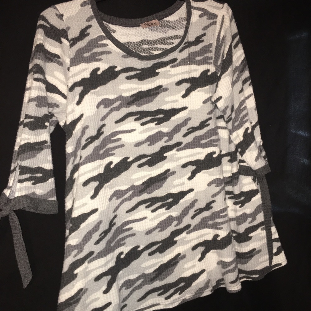 Camo Sweater with Bows on Sleeves